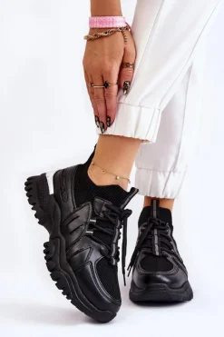 Damskie Boto Damskie Buty Sportowe Skarpetkowe Wsuwane Czarne Berna