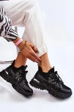 Damskie Boto Damskie Buty Sportowe Skarpetkowe Wsuwane Czarne Berna