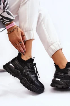 Damskie Boto Damskie Buty Sportowe Skarpetkowe Wsuwane Czarne Berna