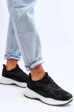 Boto Buty Sportowe Na Platformie|Sneakersy Damskie*Damskie Buty Sportowe Sneakersy Na Platformie Czarno-Białe Lomare