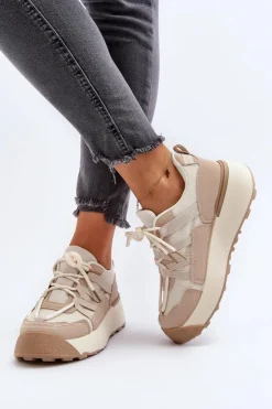 Discount Boto Damskie Buty Sportowe Sneakersy Beżowe Phyrena