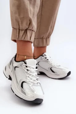 Online Boto Damskie Buty Sportowe Sneakersy Biało-Czarne Leranea