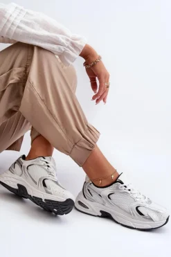 Online Boto Damskie Buty Sportowe Sneakersy Biało-Czarne Leranea