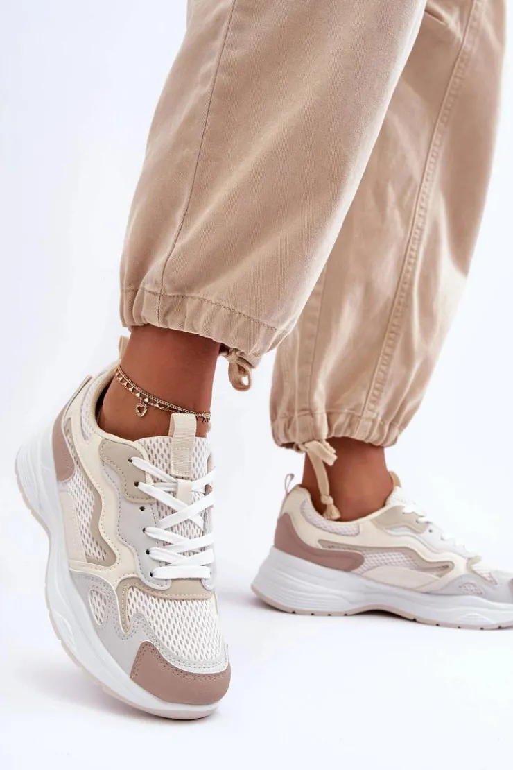 Boto Buty Sportowe Na Platformie|Sneakersy Damskie*Damskie Buty Sportowe Sneakersy Na Platformie Beżowe Lomare