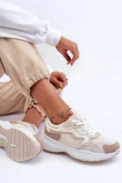Boto Buty Sportowe Na Platformie|Sneakersy Damskie*Damskie Buty Sportowe Sneakersy Na Platformie Beżowe Lomare