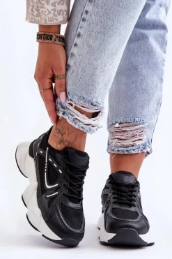 Boto Sneakersy Damskie*Damskie Buty Sportowe Sneakersy Czarne Feluci