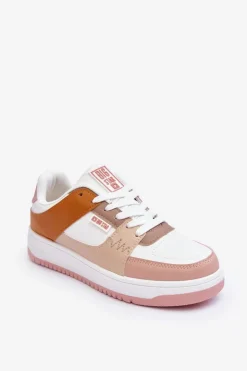 Damskie Big Star Shoes Damskie Buty Sportowe Sneakersy Big Star MM274355 Brązowo-Różowe