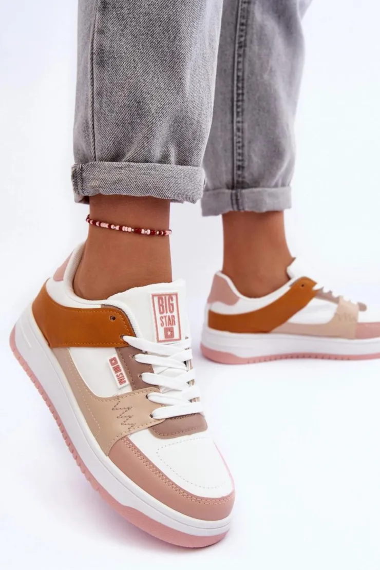 Damskie Big Star Shoes Damskie Buty Sportowe Sneakersy Big Star MM274355 Brązowo-Różowe