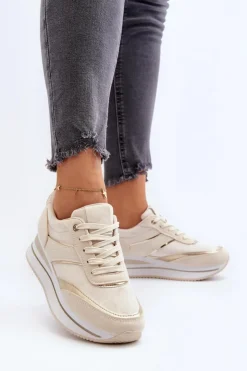 Boto Buty Sportowe Na Platformie|Sneakersy Damskie*Damskie Buty Sportowe Sneakersy Na Platformie Beżowe Atnarama