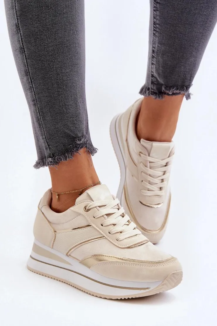 Boto Buty Sportowe Na Platformie|Sneakersy Damskie*Damskie Buty Sportowe Sneakersy Na Platformie Beżowe Atnarama