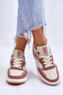 Damskie Big Star Shoes Damskie Buty Sportowe Sneakersy Big Star LL274438 Różowo-Białe