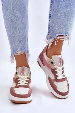 Damskie Big Star Shoes Damskie Buty Sportowe Sneakersy Big Star LL274438 Różowo-Białe
