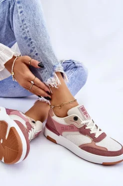 Damskie Big Star Shoes Damskie Buty Sportowe Sneakersy Big Star LL274438 Różowo-Białe