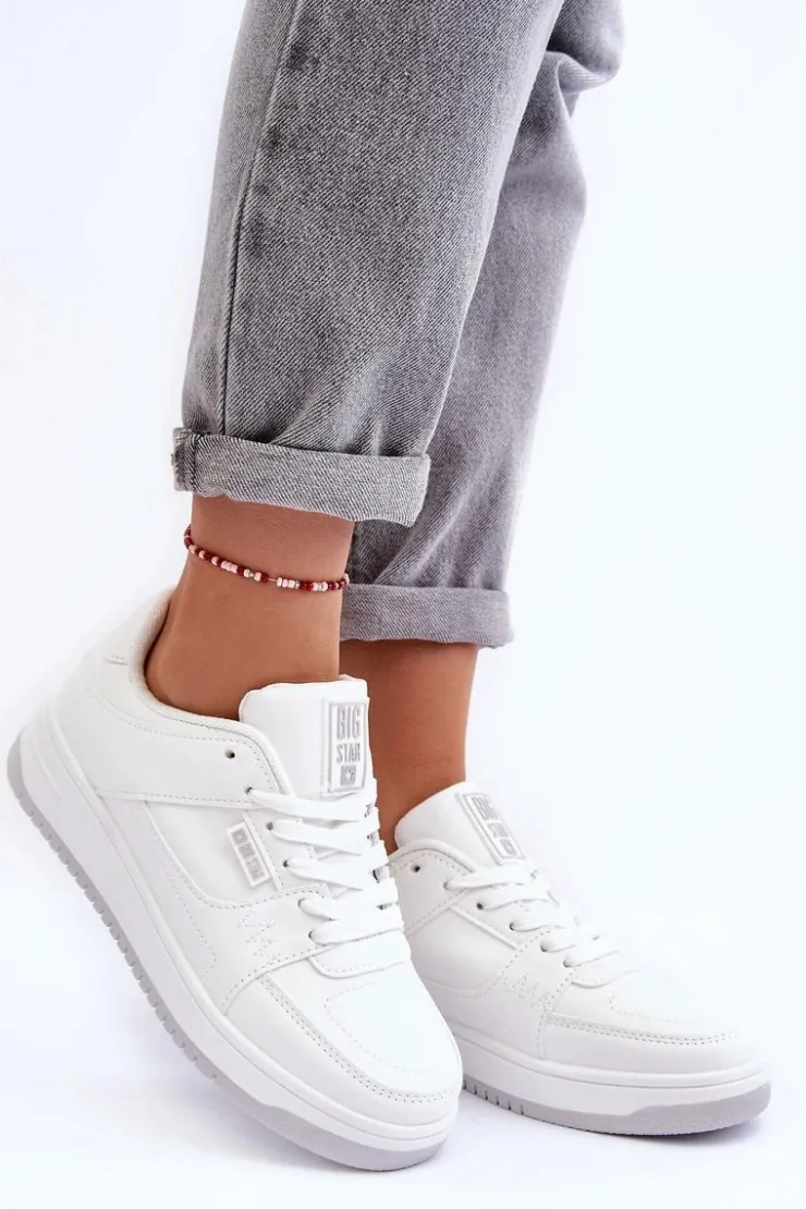 Damskie Big Star Shoes Damskie Buty Sportowe Sneakersy Big Star MM274354 Białe
