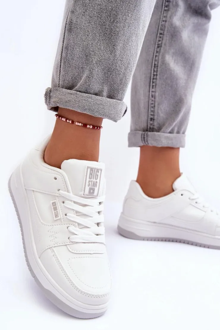 Damskie Big Star Shoes Damskie Buty Sportowe Sneakersy Big Star MM274354 Białe