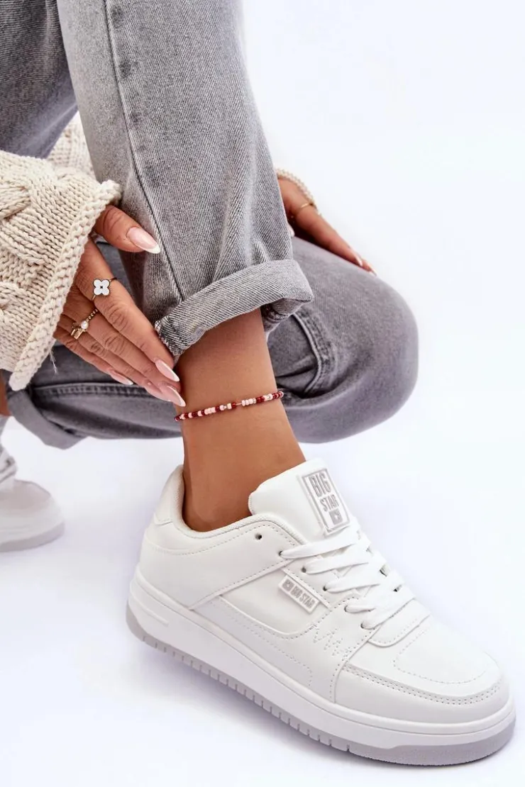 Damskie Big Star Shoes Damskie Buty Sportowe Sneakersy Big Star MM274354 Białe