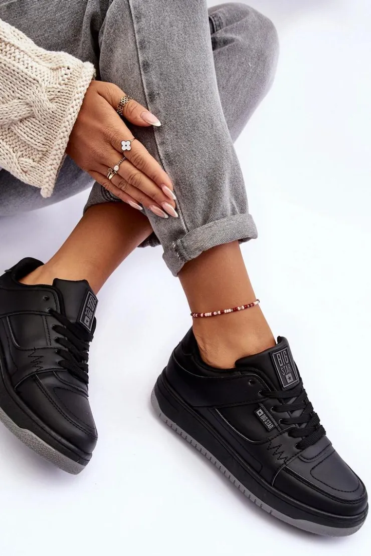 Big Star Shoes Buty Sportowe Big Star|Sneakersy Damskie*Damskie Buty Sportowe Sneakersy Big Star MM274353 Czane Czarny