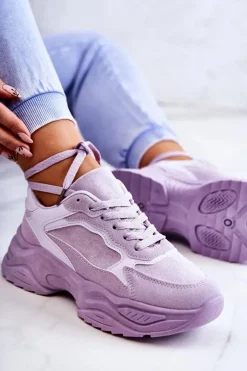 Online Boto Damskie Buty Sportowe Sneakersy Fioletowe Bacaris