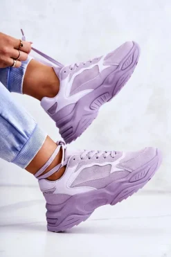 Online Boto Damskie Buty Sportowe Sneakersy Fioletowe Bacaris