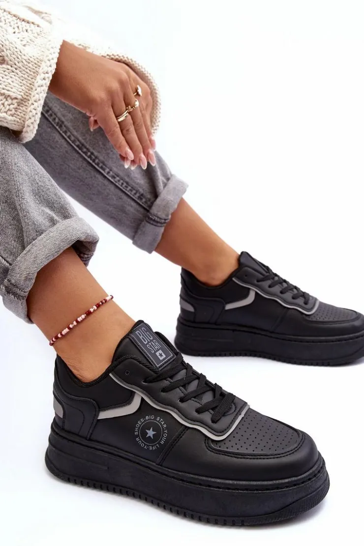 Damskie Big Star Shoes Damskie Buty Sportowe Sneakersy Big Star MM274232 Czarne