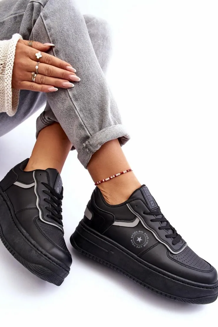Damskie Big Star Shoes Damskie Buty Sportowe Sneakersy Big Star MM274232 Czarne