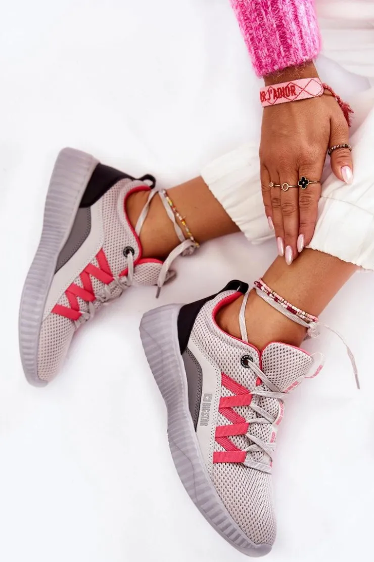 Damskie Big Star Shoes Damskie Buty Sportowe Sneakersy Big Star KK274060 Szare