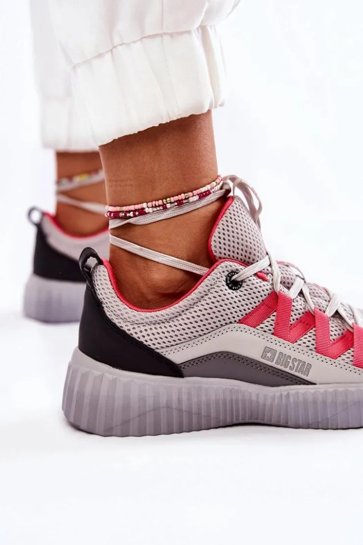 Damskie Big Star Shoes Damskie Buty Sportowe Sneakersy Big Star KK274060 Szare