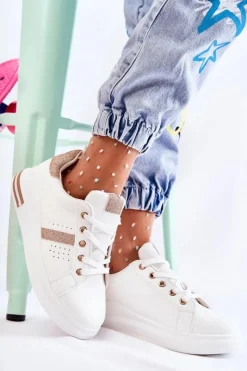 Boto Sneakersy Damskie*Damskie Buty Sportowe Wiązane Białe Otylia