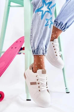 Boto Sneakersy Damskie*Damskie Buty Sportowe Wiązane Białe Otylia