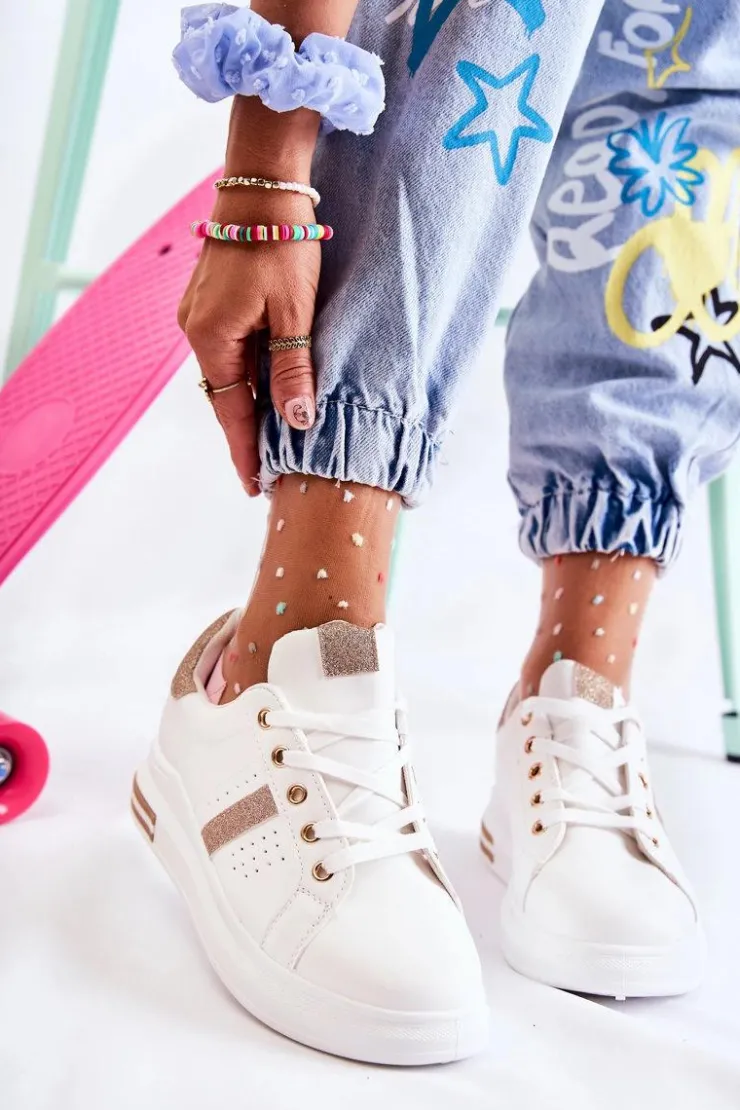 Boto Sneakersy Damskie*Damskie Buty Sportowe Wiązane Białe Otylia