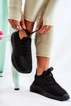 Boto Sneakersy Damskie*Damskie Buty Sportowe Wsuwane Czarne Livia