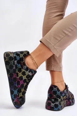 GOE Sneakersy Damskie*Damskie Buty Sportowe Z Dżetami LL2N4010 Czarne