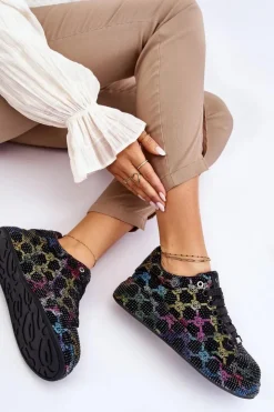 GOE Sneakersy Damskie*Damskie Buty Sportowe Z Dżetami LL2N4010 Czarne