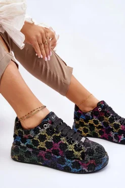 GOE Sneakersy Damskie*Damskie Buty Sportowe Z Dżetami LL2N4010 Czarne
