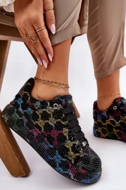 GOE Sneakersy Damskie*Damskie Buty Sportowe Z Dżetami LL2N4010 Czarne