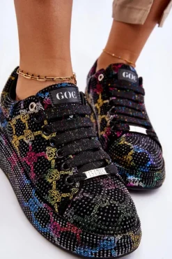 GOE Sneakersy Damskie*Damskie Buty Sportowe Z Dżetami LL2N4010 Czarne