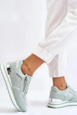 Damskie Boto Damskie Buty Sportowe Z Ozdobnym Zamkiem Zielone Adrea