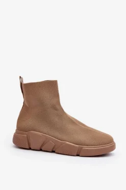 Boto Sneakersy Damskie*Damskie Buty Sportowe Ze Skarpetą Beżowe Zirila Czarny