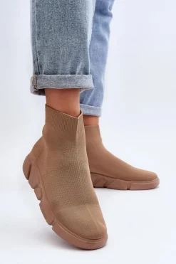 Boto Sneakersy Damskie*Damskie Buty Sportowe Ze Skarpetą Beżowe Zirila Czarny