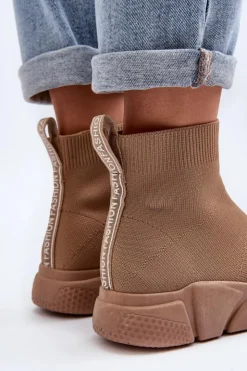 Boto Sneakersy Damskie*Damskie Buty Sportowe Ze Skarpetą Beżowe Zirila Czarny