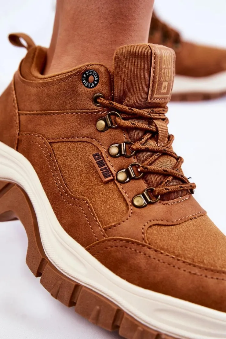 Big Star Shoes Damskie Buty Trekkingowe Trapery Memory Foam Big Star KK274362 Brązowe