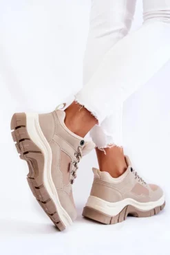 Damskie Big Star Shoes Damskie Buty Trekkingowe Trapery Memory Foam Big Star KK274363 Beżowe