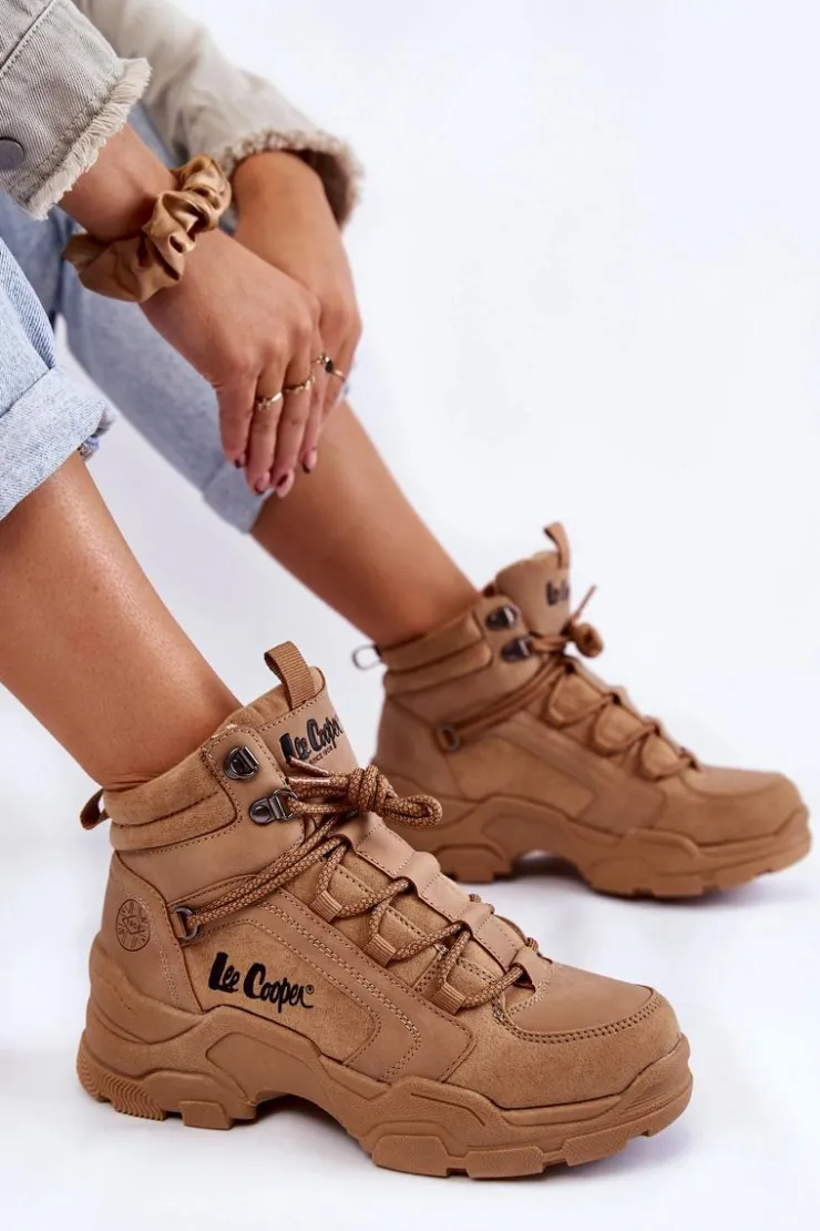 Lee Cooper Trekkingowe Damskie|Damskie Trapery*Damskie Buty Trekkingowe Trapery LCJ-22-31-1442 Brązowe
