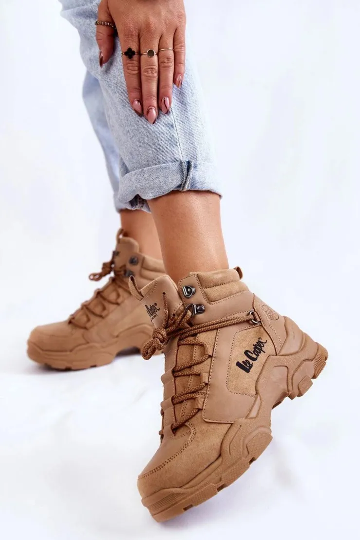 Lee Cooper Trekkingowe Damskie|Damskie Trapery*Damskie Buty Trekkingowe Trapery LCJ-22-31-1442 Brązowe