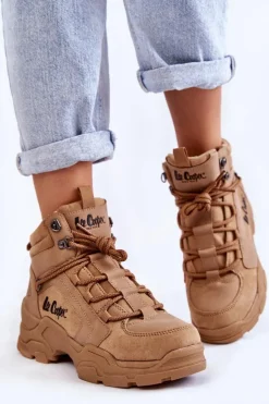 Lee Cooper Trekkingowe Damskie|Damskie Trapery*Damskie Buty Trekkingowe Trapery LCJ-22-31-1442 Brązowe