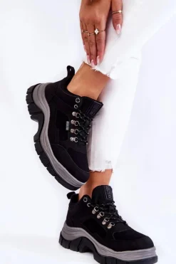 Big Star Shoes Trekkingowe Damskie|Damskie Trapery*Damskie Buty Trekkingowe Trapery Memory Foam Big Star KK274364 Czarne