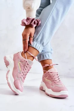 Online Boto Damskie Błyszczące Masywne Sneakersy Różowe Canadia