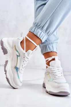 Damskie Boto Damskie Błyszczące Sneakersy Białe Callisto