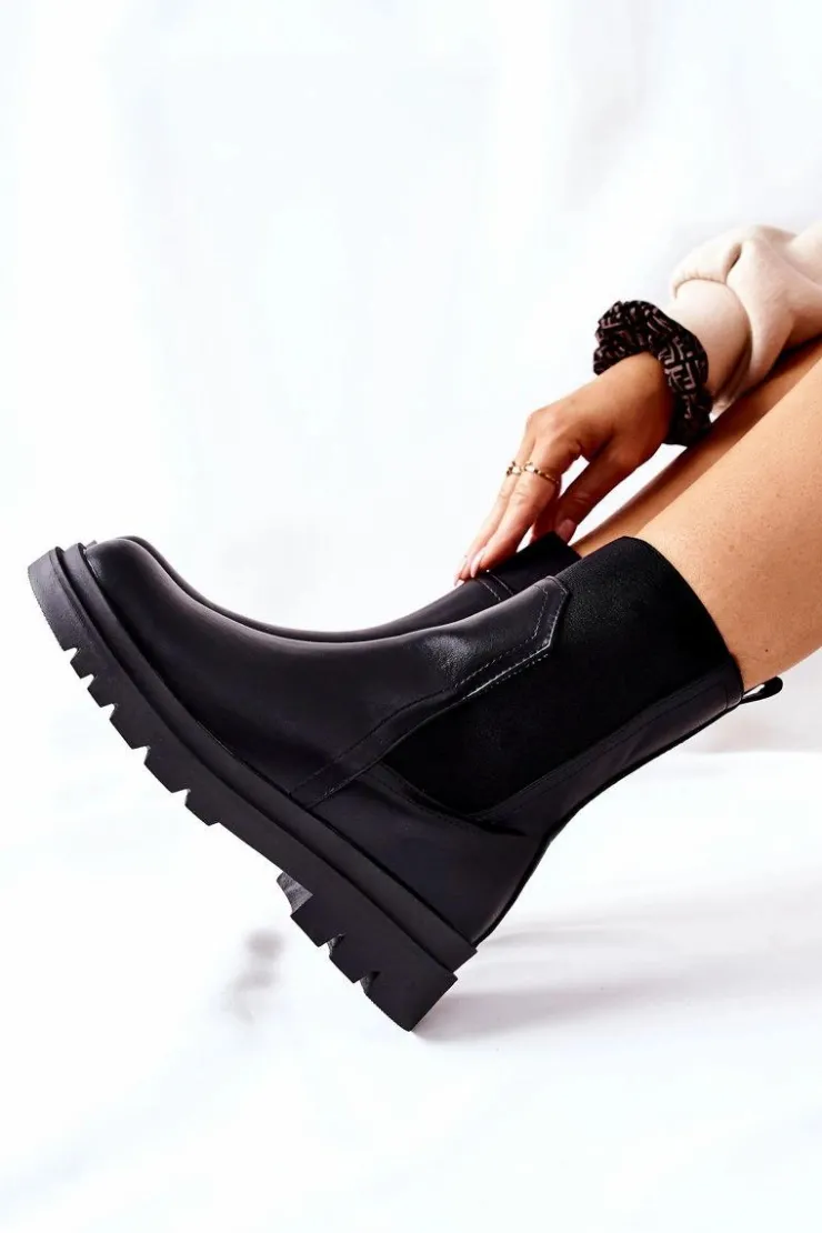 Buty damskie Vinceza Czarne Botki|Botki Zimowe Damskie*Damskie Ciepłe Botki Czarne Nikiera