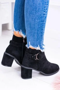 Boto Botki Na Słupku|Brązowe I Beżowe Botki*Damskie Czarne Botki Na Słupku Z Klamrą Zamsz Evoret